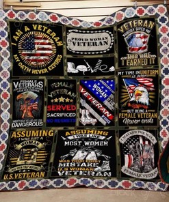 BC Proud Woman Veteran Quilt Blanket: Show Your Support