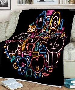 BTS Fan Art Cartoon Quilt Blanket: A Comfy and Cute Gift for Any Fan
