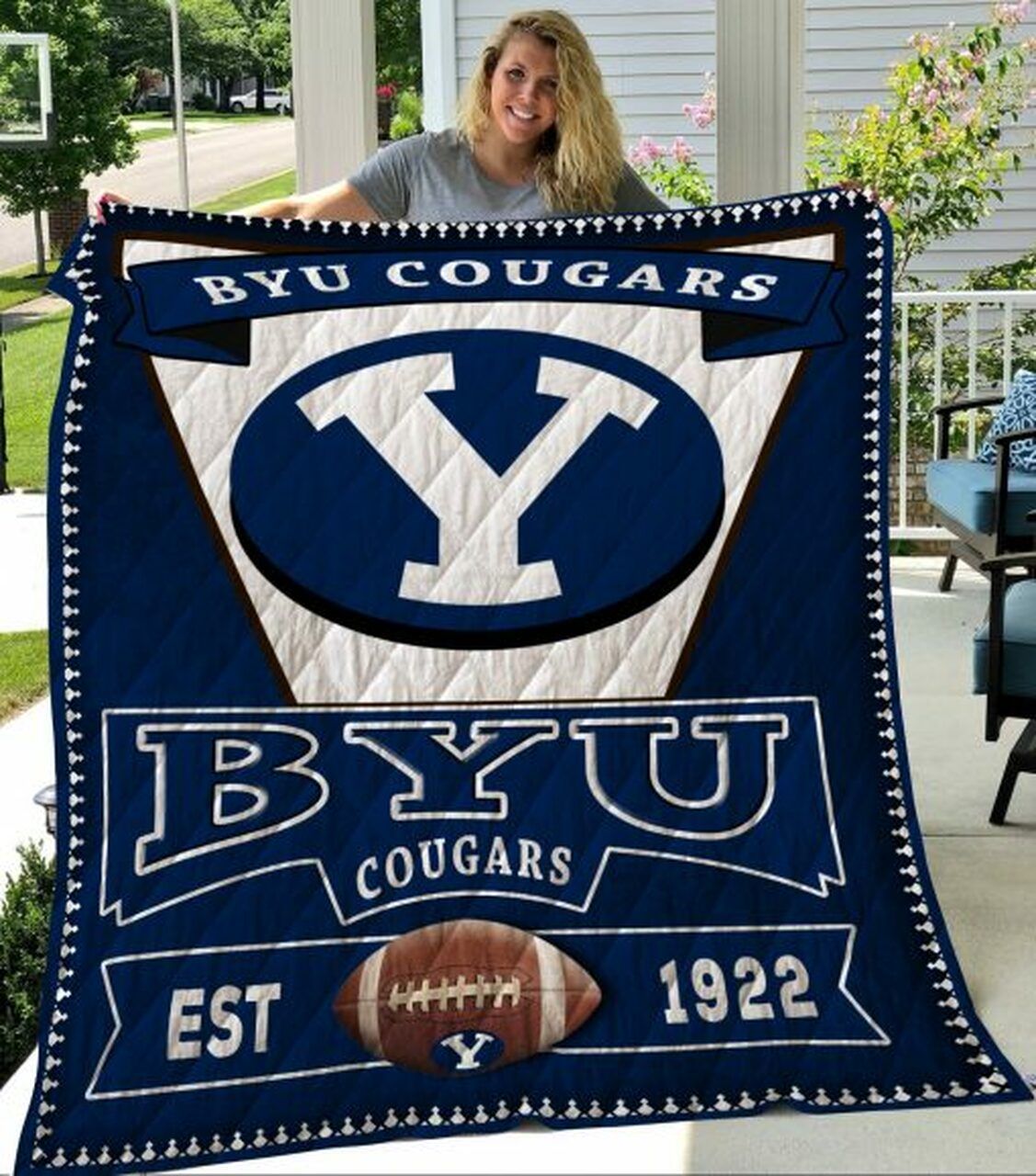 BYU Cougars Big Y NCAA Quilt Bedding Set for Teens