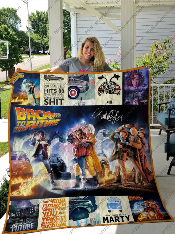 Back To The Future Collection Retro Quilt Blanket with Full Size Quilt Bed Set