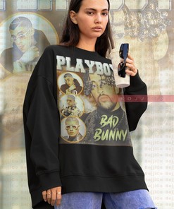 Bad Bunny Playboy Sweatshirt Featuring Tribute Rap Shirt and Vintage Flair