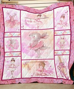 Ballet Rabbit Quilt Bedding Set for Girls with Cute Quilt Blanket