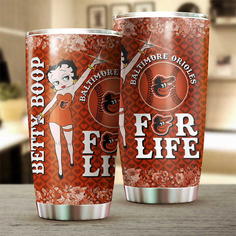 Baltimore Orioles MLB Tumbler for Betty Boop fans with personalized MLB logo