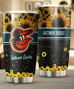 Baltimore Orioles MLB Tumbler with Beautiful Sunflower Design for Baseball Fans
