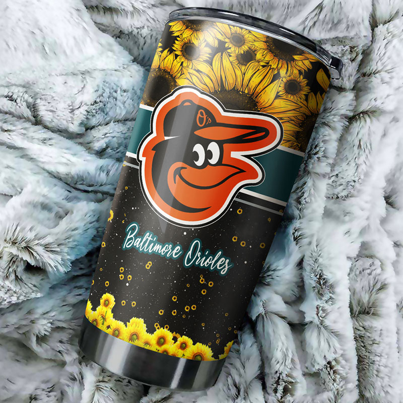 Baltimore Orioles MLB Tumbler with Beautiful Sunflower Design for Baseball Fans - Image 2