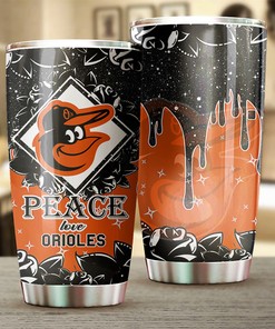 Baltimore Orioles MLB Tumbler with Peace Love Design and MLB Logo