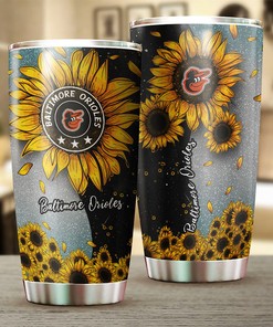 Baltimore Orioles MLB Tumbler with Sunflower Sunshine Design