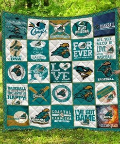 Baseball Ncaa Coastal Carolina Chanticleers Quilt Bedding Set with Collected Quilt Blanket