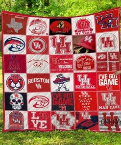 Baseball Ncaa Houston Cougars Quilt Bedding Set with Soft Quilt Blanket