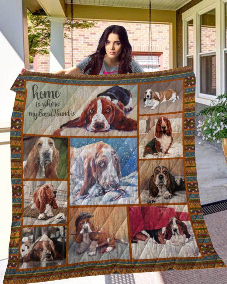 Basset Hound Picture Collection Quilt Bedding Set for Dog Lovers