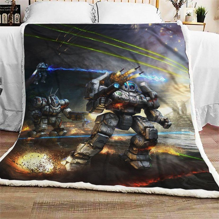 Battletech Fleece Blanket V4 with Quotes, Full Size Quilt Bed Set