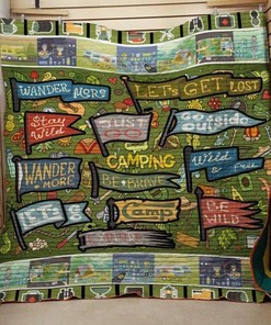 Be Brave Go Outside Stay Wild Camping Quilt Bed Set for Outdoor Enthusiasts