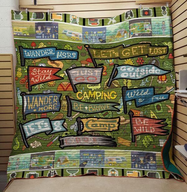Be Brave Go Outside Stay Wild Camping Quilt Bed Set for Outdoor Enthusiasts