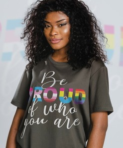 Be Proud Of Who You Are Unisex Tee | Rainbow Love Symbol Shirt for Human's Rights