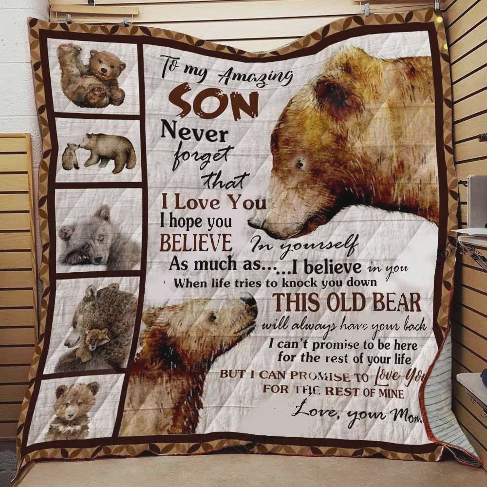 Bear Family Personalized Quilt Blanket for Families