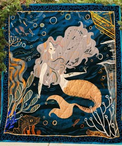 Beautiful Mermaid Under The Sea Quilt Blanket for Fantasy and Mermaid Lovers