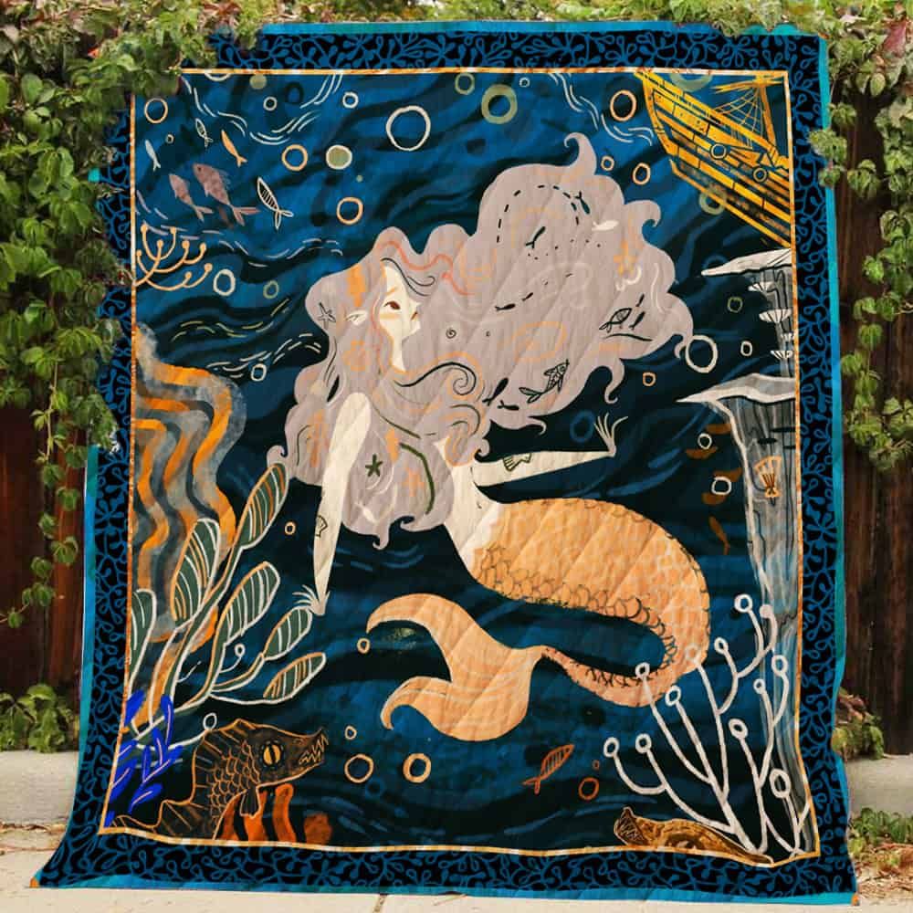 Beautiful Mermaid Under The Sea Quilt Blanket for Fantasy and Mermaid Lovers