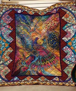 Beautiful Peacock Design Hippie Quilt Bedding Set for Fans