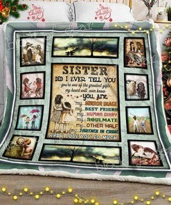 Beautiful Sister Fleece Quilt Blanket Gift Set with Quotes
