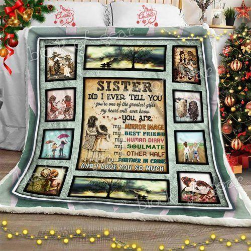 Beautiful Sister Fleece Quilt Blanket Gift Set with Quotes