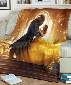 Beauty And The Beast Fleece Blanket with Premium Comfy Sofa Throw Bedding Set for Disney Fans