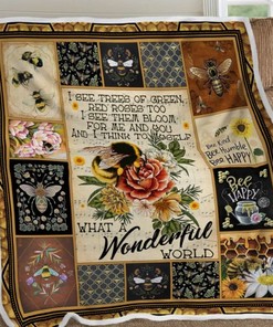 Bee And Flower Premium Comfy Sofa Throw Blanket with Quotes, Bed Set Queen