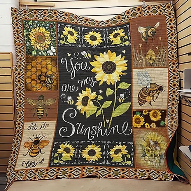 Bee-Themed Sunflower Hippie Quilt Blanket For Nature Lovers