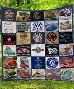 Beetle Quilt Blanket with Quotes for Kids, Bed Set Vintage