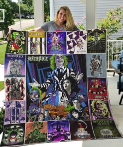 Beetlejuice Halloween Movie Quilt Blanket with Quotes, Cute Bed Set for Girls