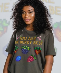 Berry Best Stardew Valley Pun Tee | Pixelated 8-Bit Video Game Shirt | Harvest Moon RPG Tee | Valley Farming Gift