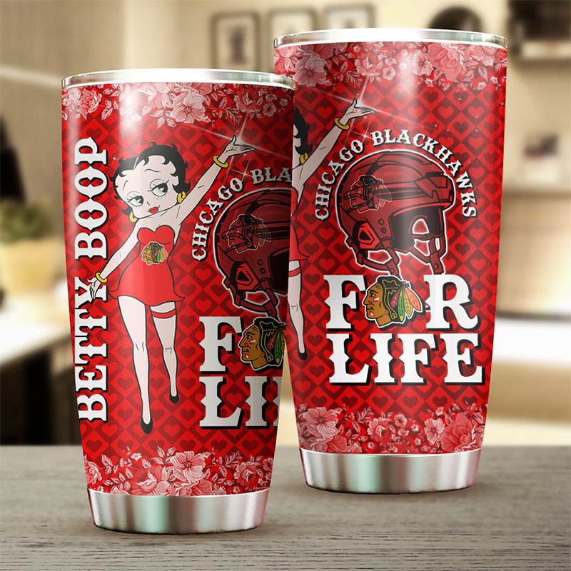 Betty Boop Cheers for Blackhawks with This NHL Logo Tumbler - Image 2