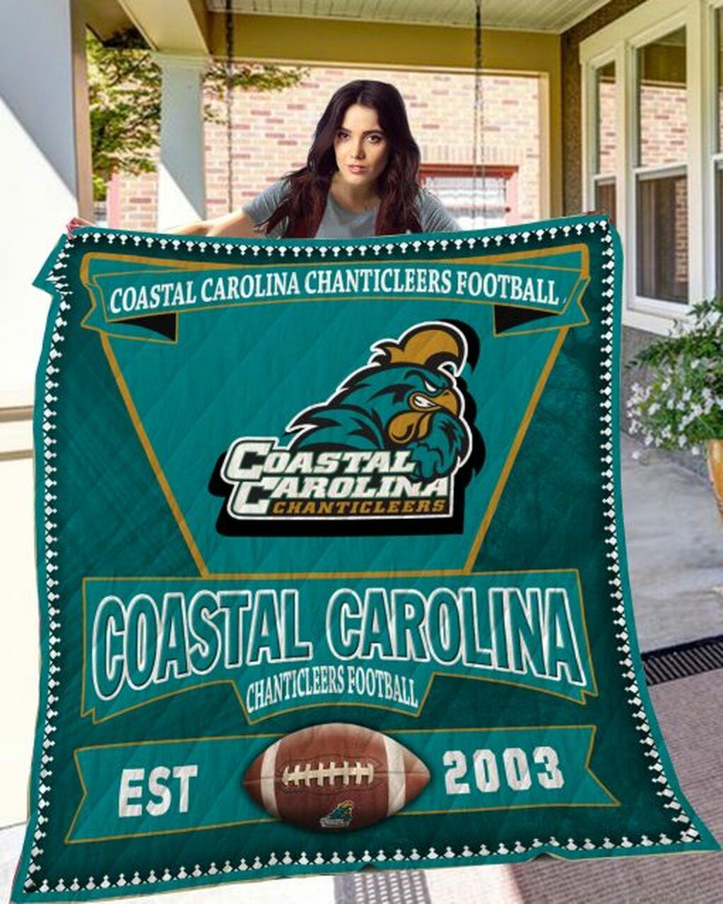 Big Coastal Carolina Chanticleers Ncaa Quilt Bedding Set with Soft Quilt Blanket for Fans