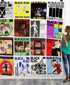 Black Flag inspired quilt blanket with album graphics