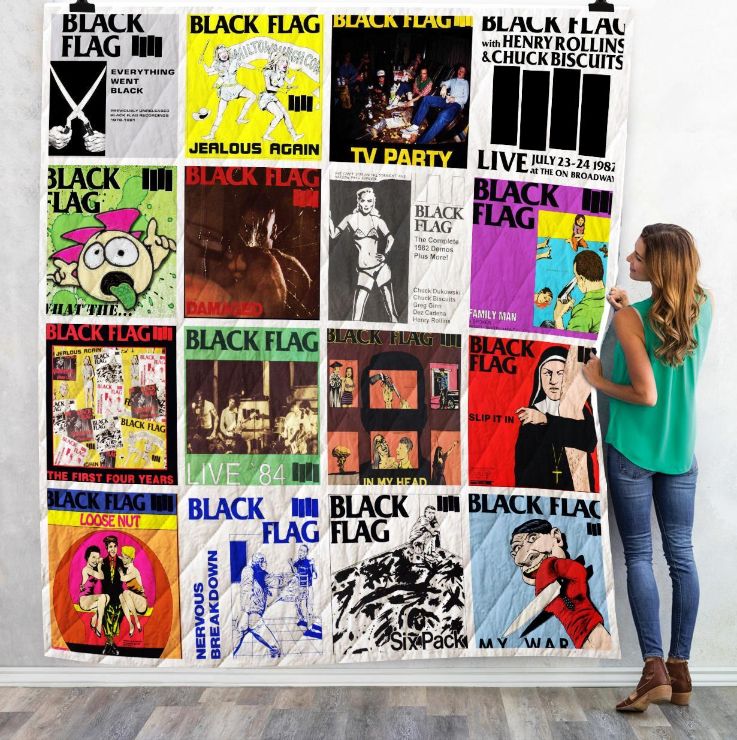 Black Flag inspired quilt blanket with album graphics