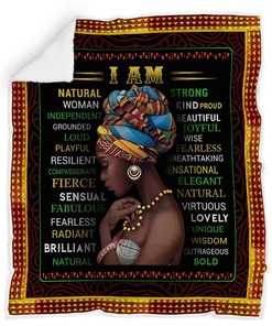 Black Girl I Am Natural Woman Fleece Blanket with Quilt Bedding Set for Girls