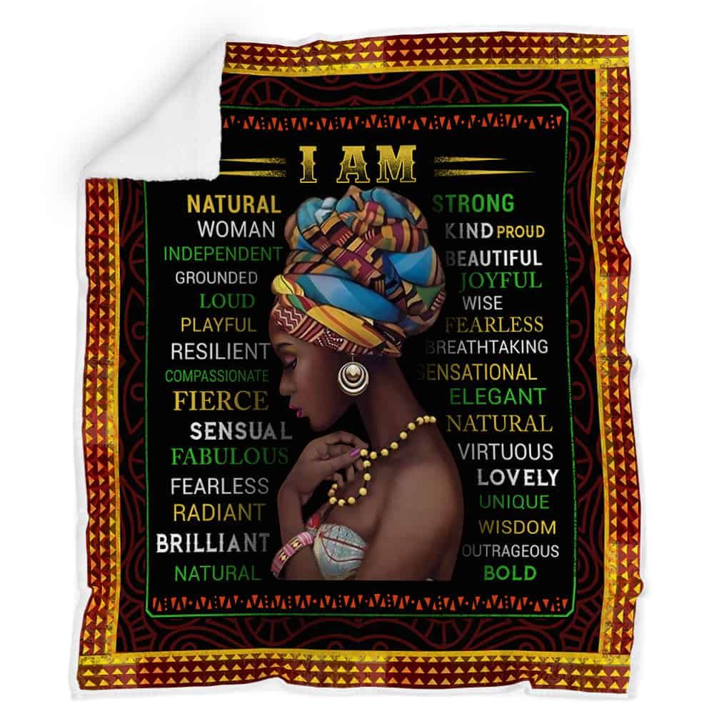 Black Girl I Am Natural Woman Fleece Blanket with Quilt Bedding Set for Girls