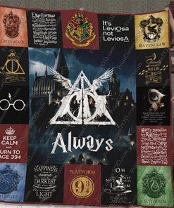 Black Harry Potter Logos Quilt Blanket for Fans