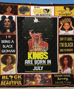 Black Women Personalized Quilt Blanket - July I Love Being A Black Woman