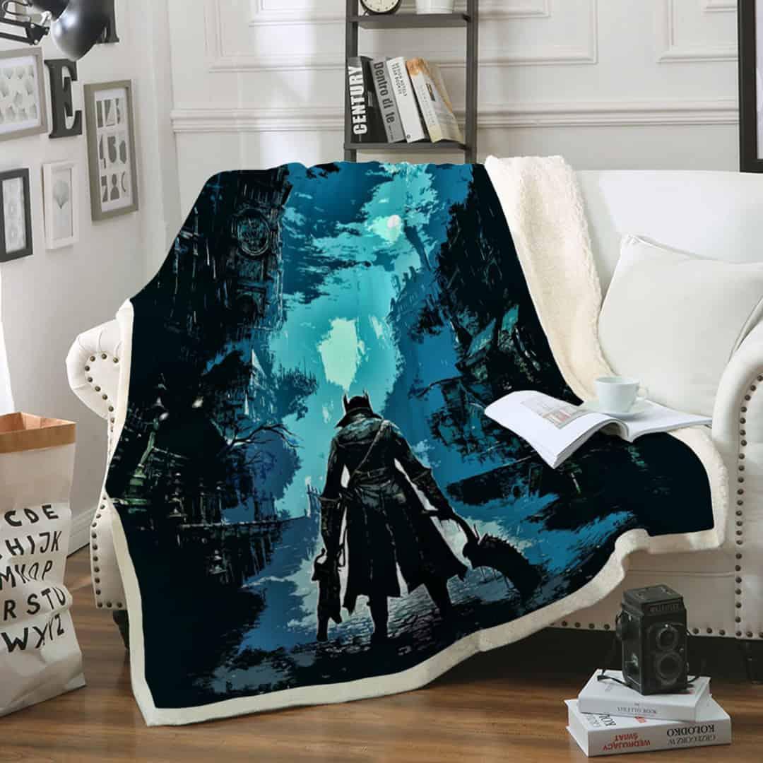 Bloodborne Sofa Fleece Blanket - A Gothic Action Adventure for Gamers
