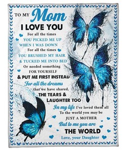 Blue Butterfly Watercolor Blanket – A Heartfelt Gift for Moms