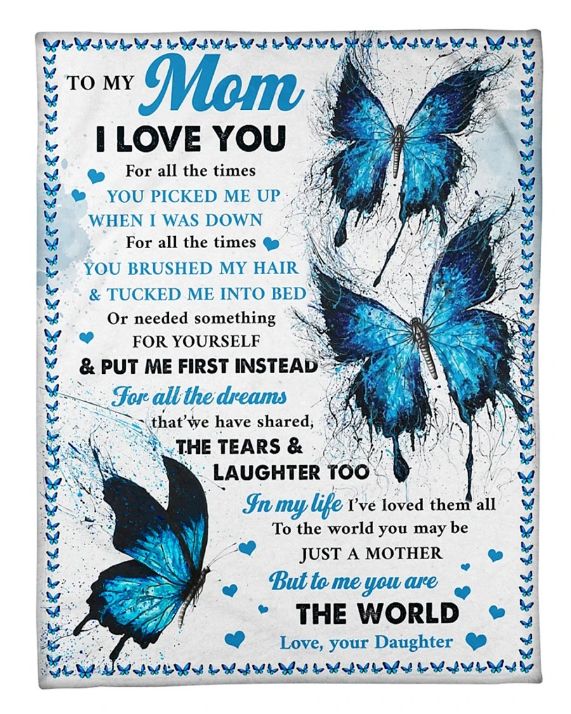 Blue Butterfly Watercolor Blanket – A Heartfelt Gift for Moms