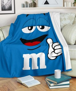 Blue M&m Fleece Blanket Gift Set For Fans - Premium Comfy Sofa Throw Blanket Gift