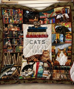 Books And Cats Quilt Blanket - TH765