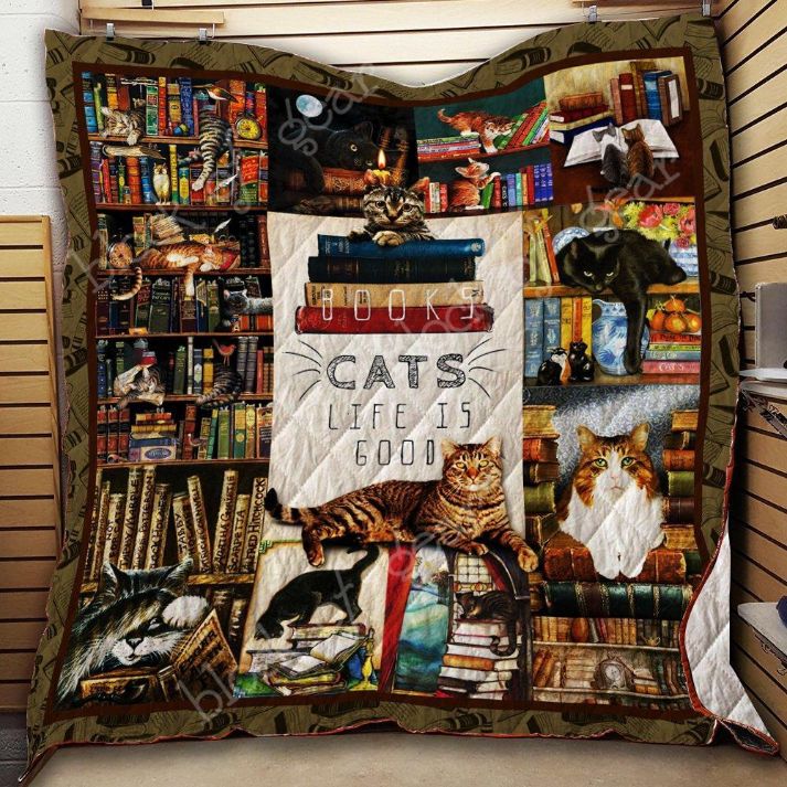Books And Cats Quilt Blanket - TH765