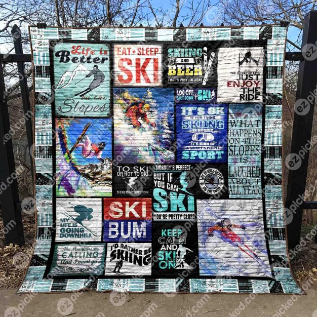 Born To Ski Quilt Blanket Ylh5 for Skiing Enthusiasts