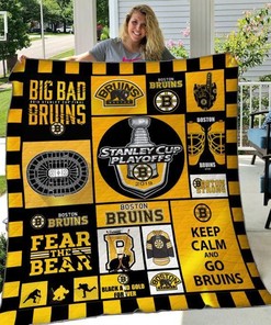 Boston Bruins Keep Calm Quilt Bedding Set for Boys with Quilt Blanket