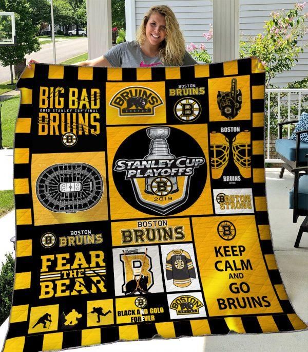 Boston Bruins Keep Calm Quilt Bedding Set for Boys with Quilt Blanket