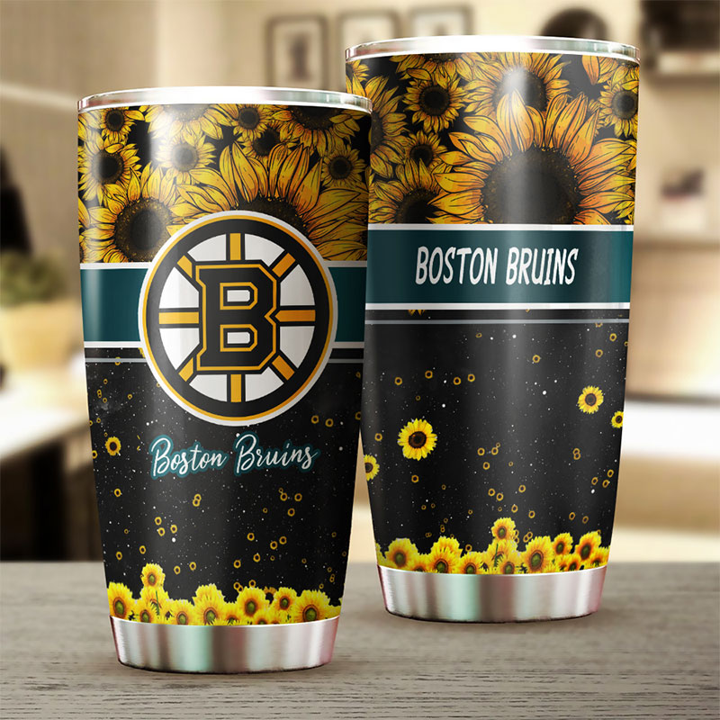 Boston Bruins NHL Tumbler - Beautiful Sunflower Design to Brighten Your Day - Image 2