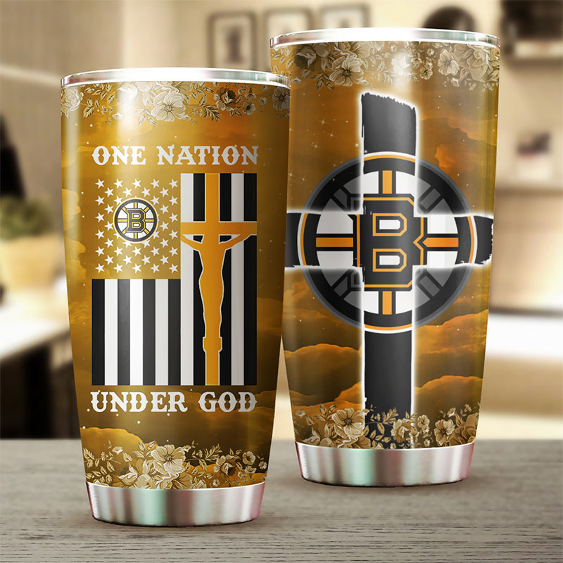Boston Bruins NHL Tumbler - One Nation Under God Tumbler - Image 2