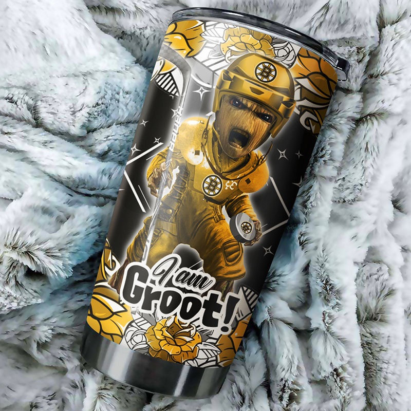 Boston Bruins NHL Tumbler featuring Groot Design - Personalized Gift